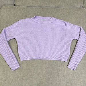 Lilac Purple Knit Cropped Sweater
